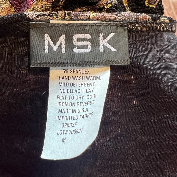 MSK Floral Style Jkt Long Sleeve Shimmer Gold Floral Print Medium Bottom Beads - Picture 4 of 4